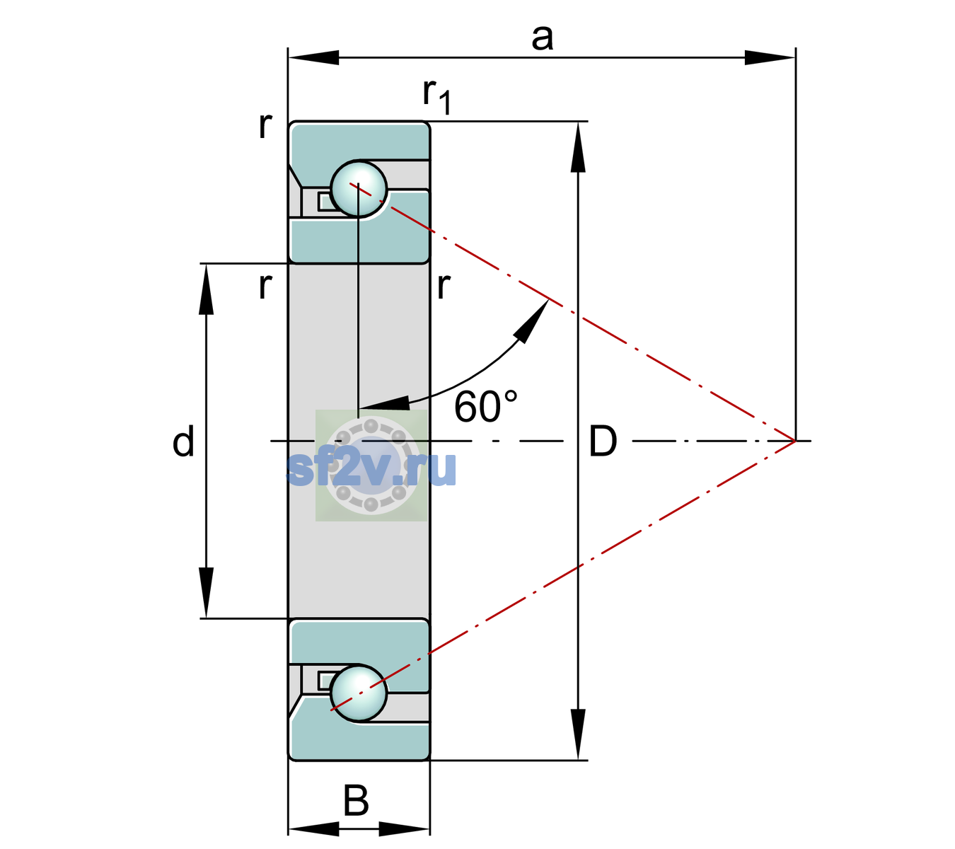 Схема подшипника BSB55120-SU-XL-L055