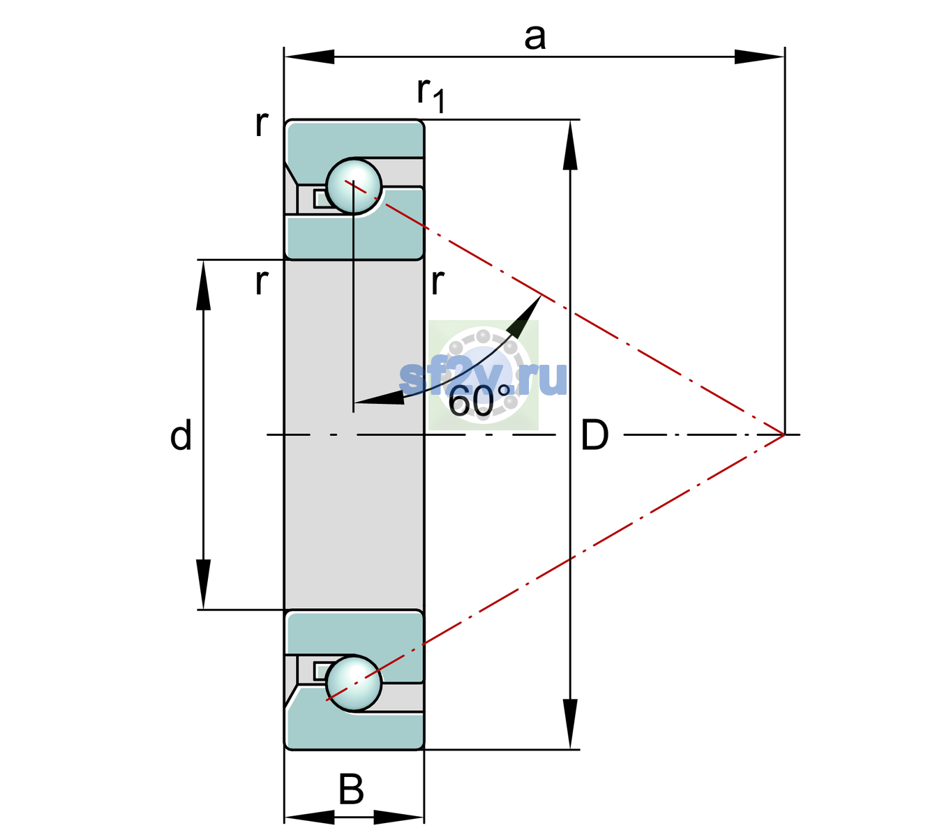 Схема подшипника BSB60120-SU-XL