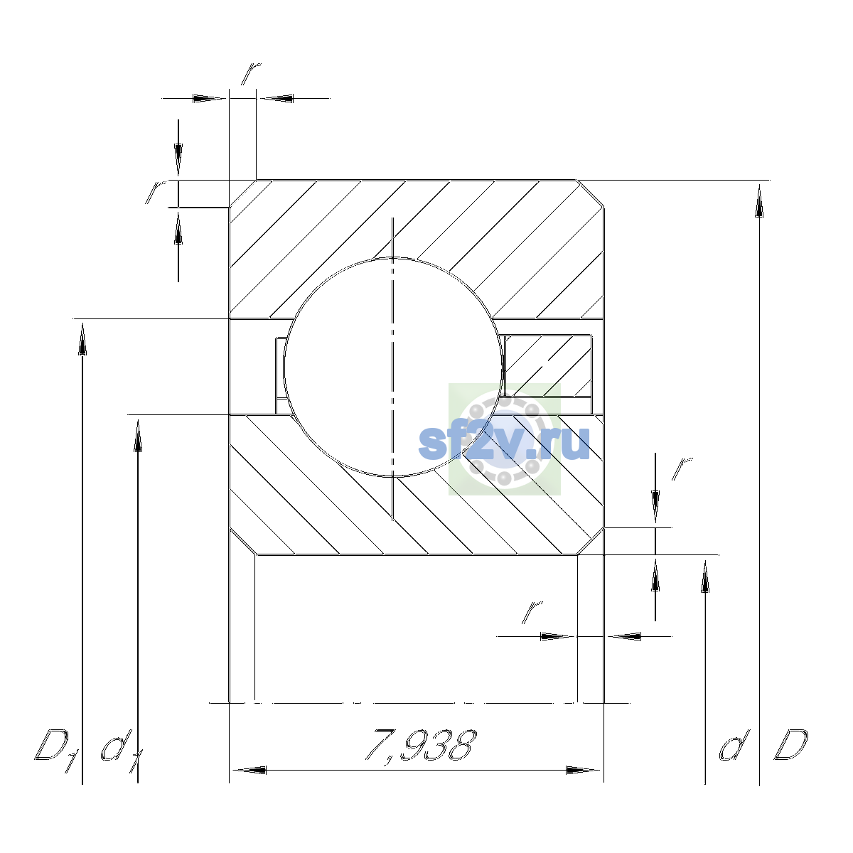 Схема подшипника CSCB025
