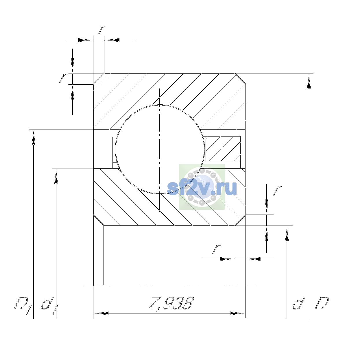 Схема подшипника CSCB065