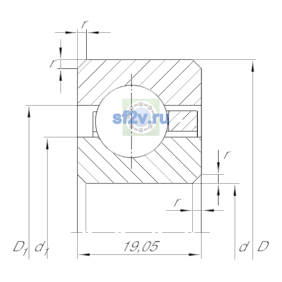 Схема подшипника CSCF065