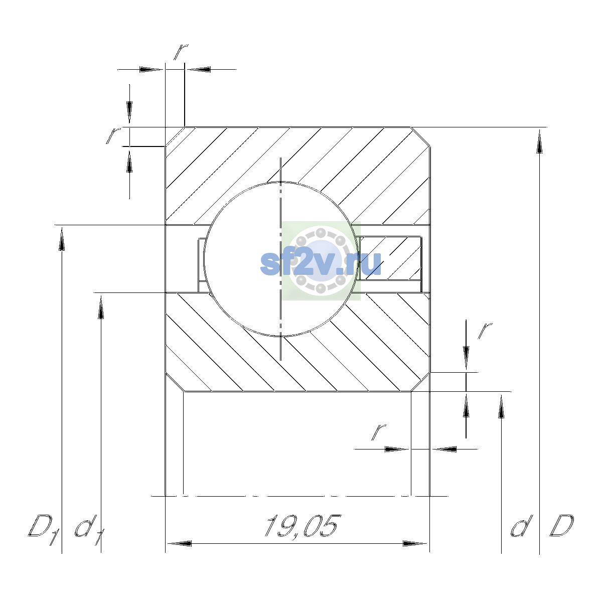 Схема подшипника CSCF070