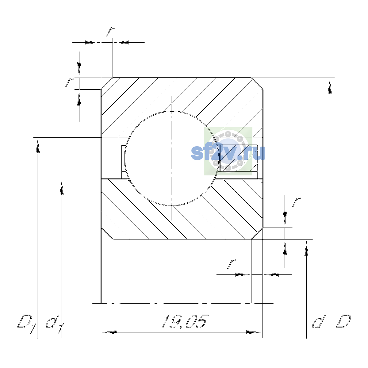 Схема подшипника CSCF110