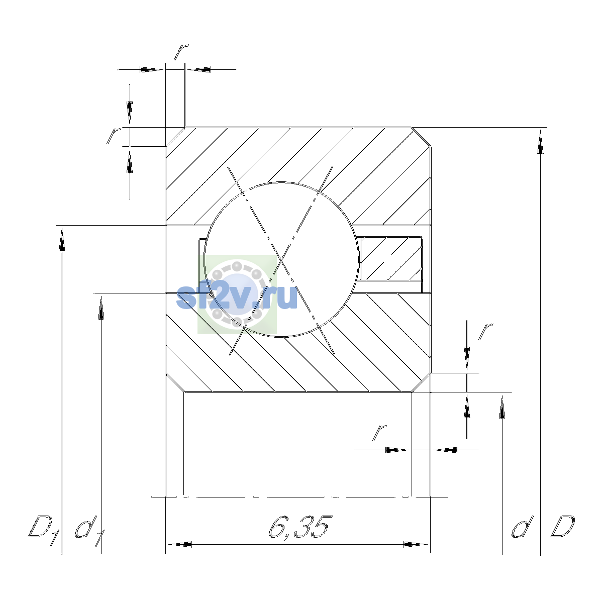 Схема подшипника CSXA050