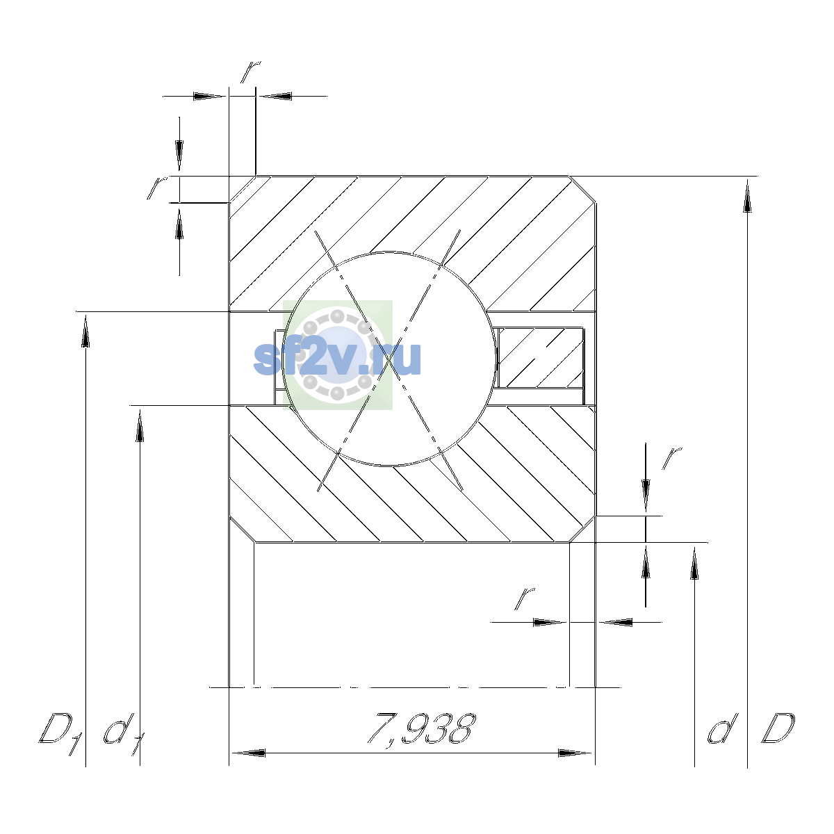 Схема подшипника CSXB020