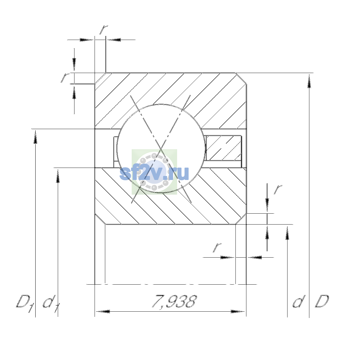 Схема подшипника CSXB040