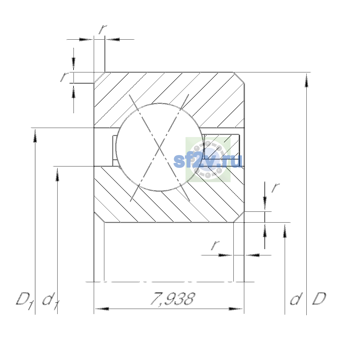 Схема подшипника CSXB045