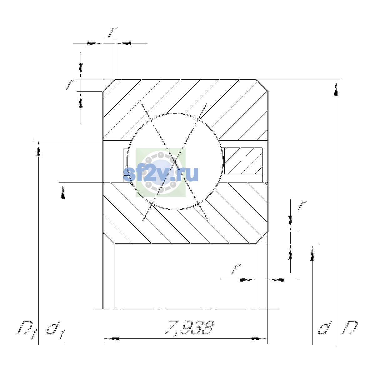 Схема подшипника CSXB055