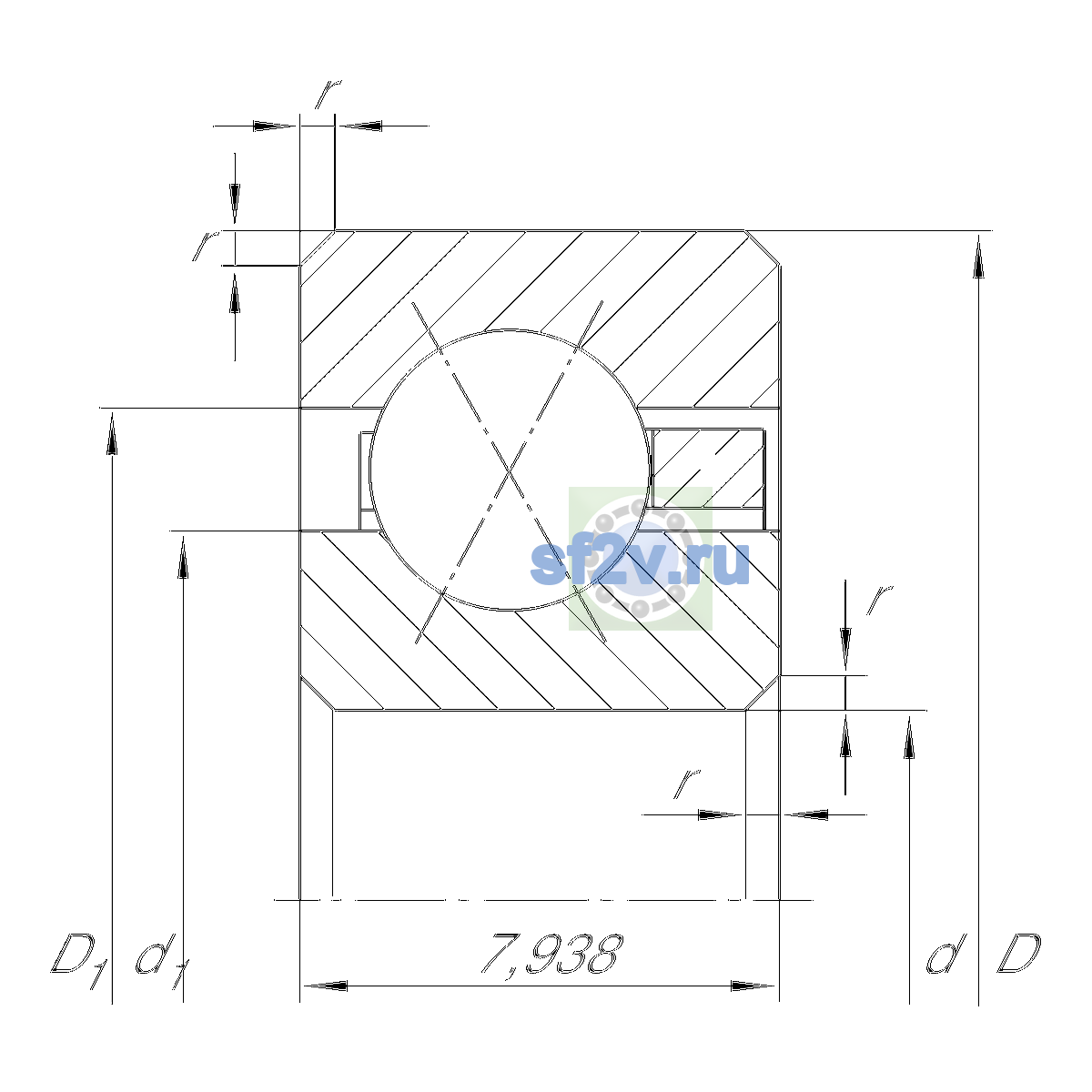 Схема подшипника CSXB060