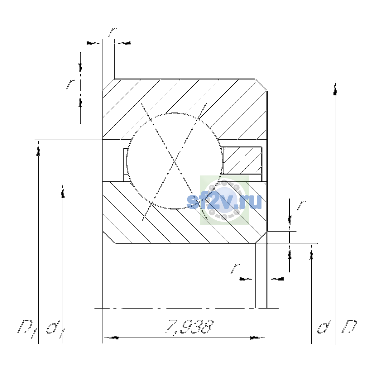 Схема подшипника CSXB080