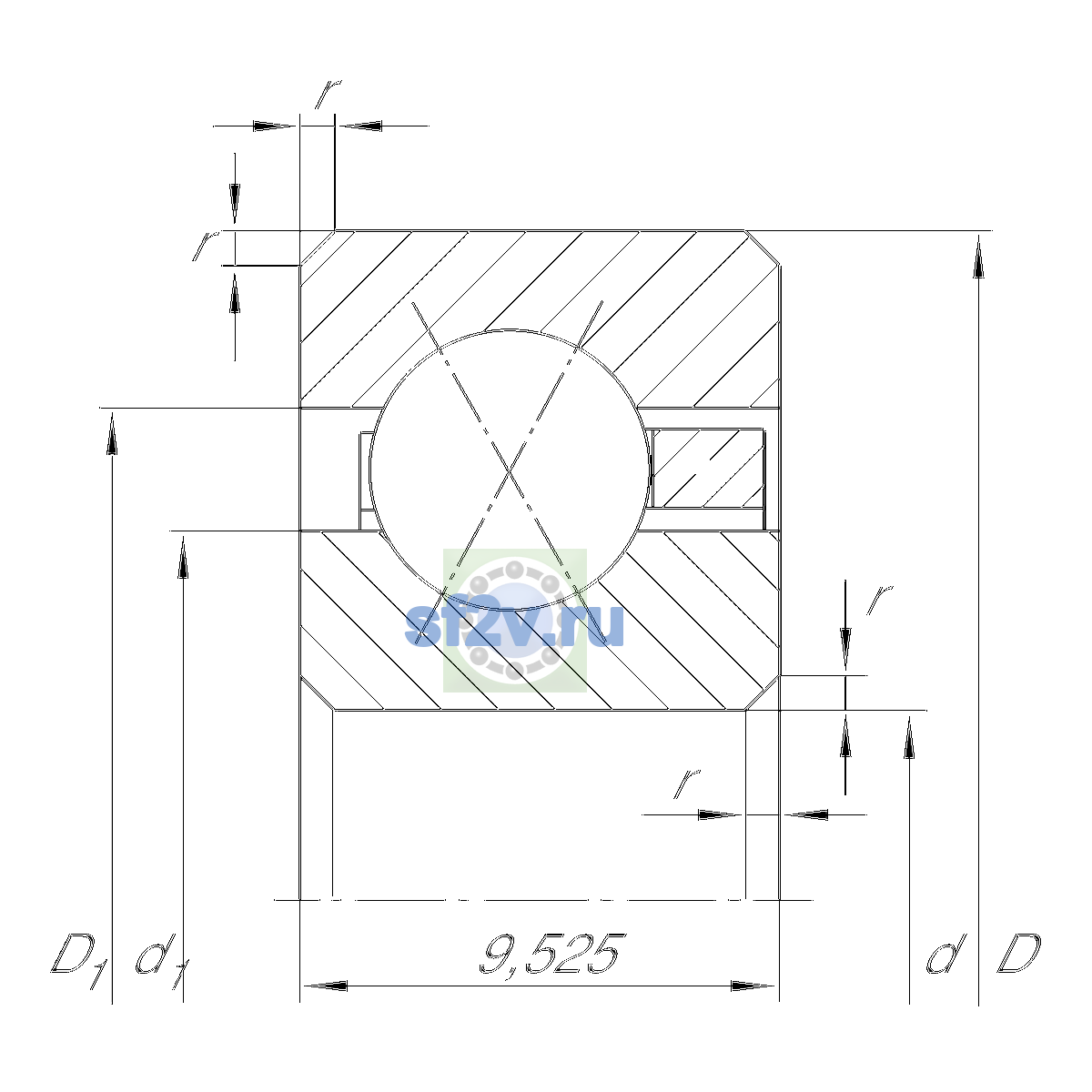 Схема подшипника CSXC040