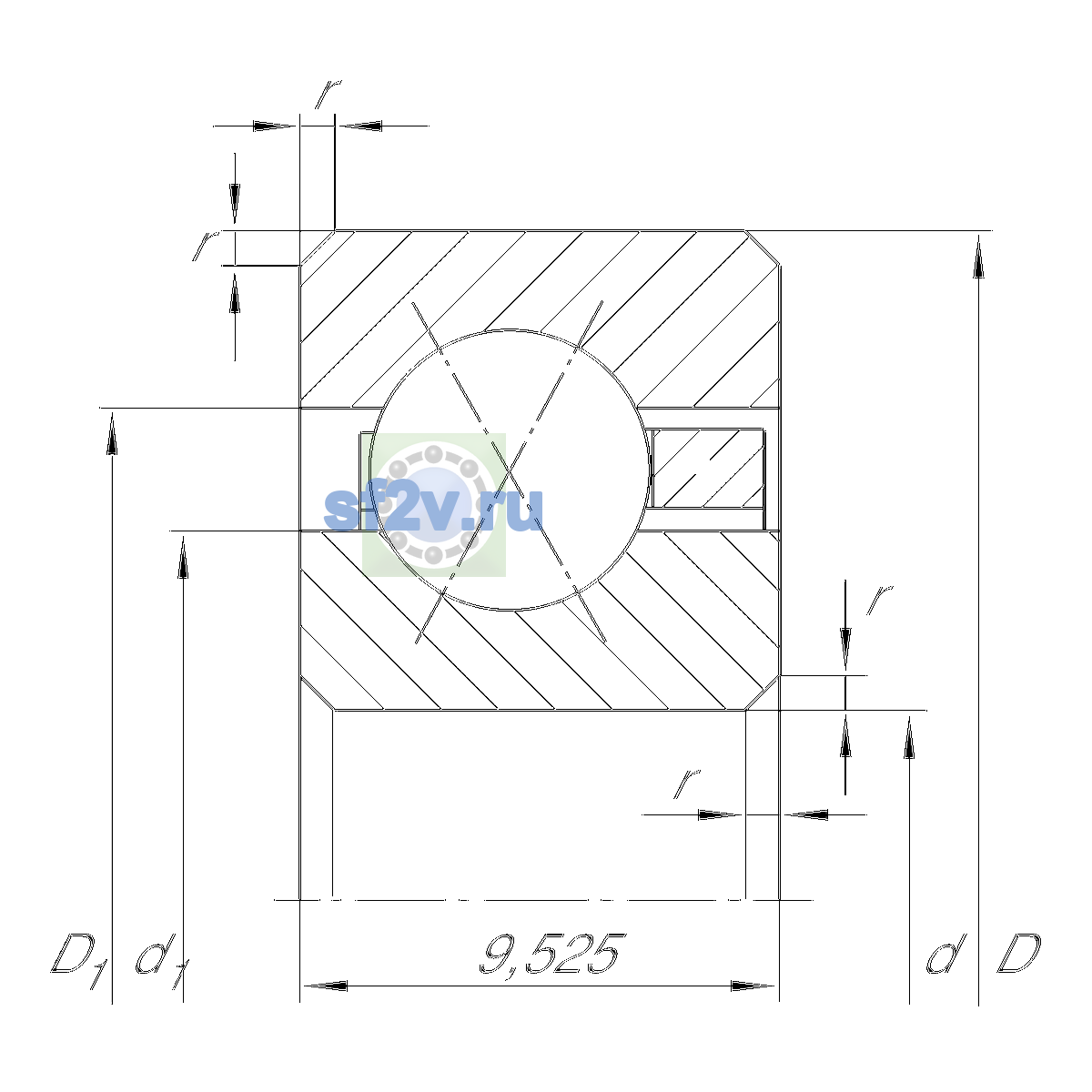Схема подшипника CSXC050