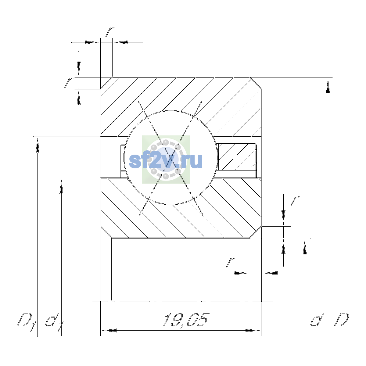 Схема подшипника CSXF050