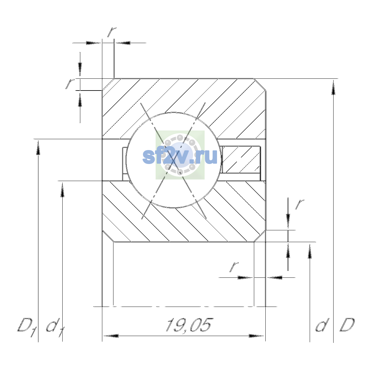 Схема подшипника CSXF055