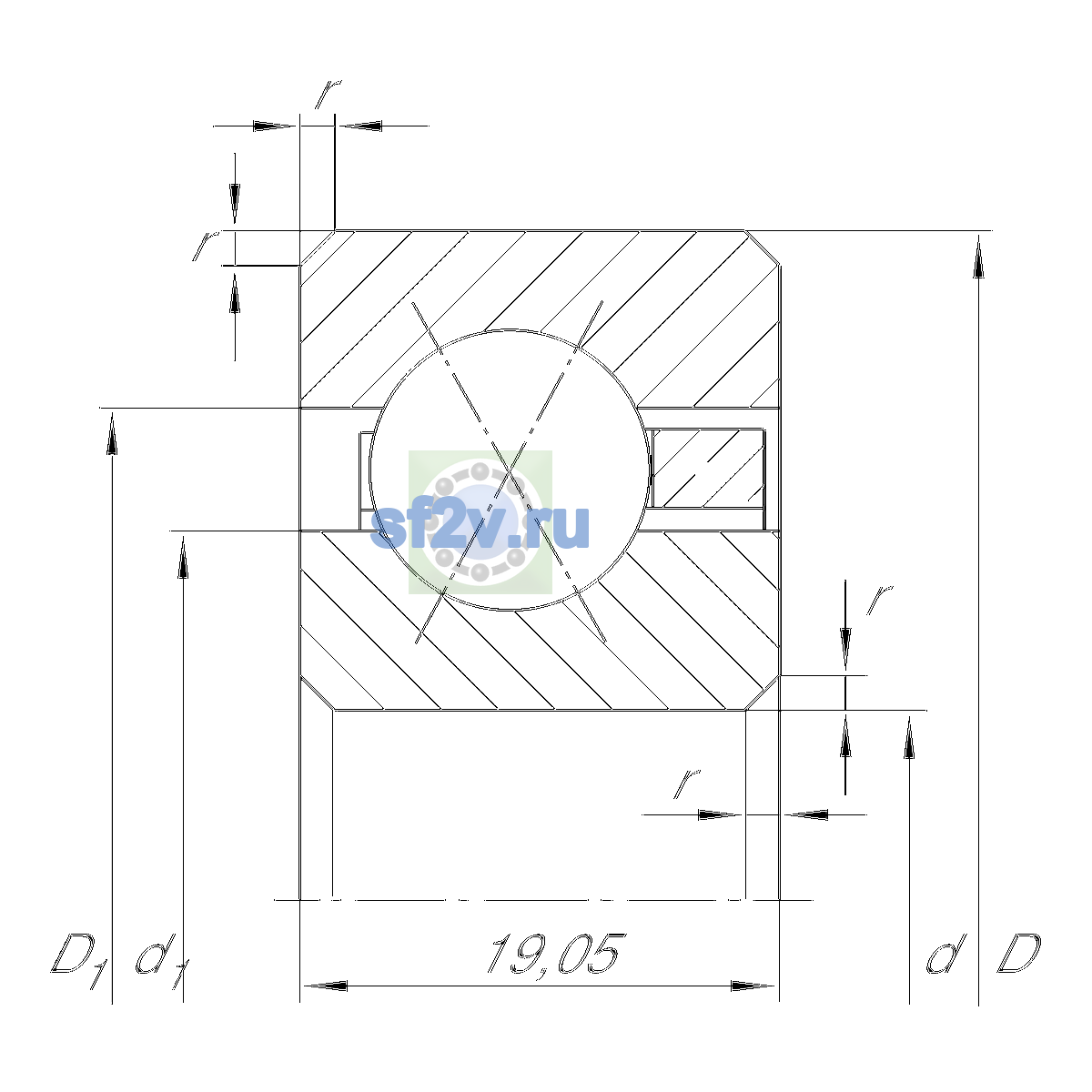 Схема подшипника CSXF070