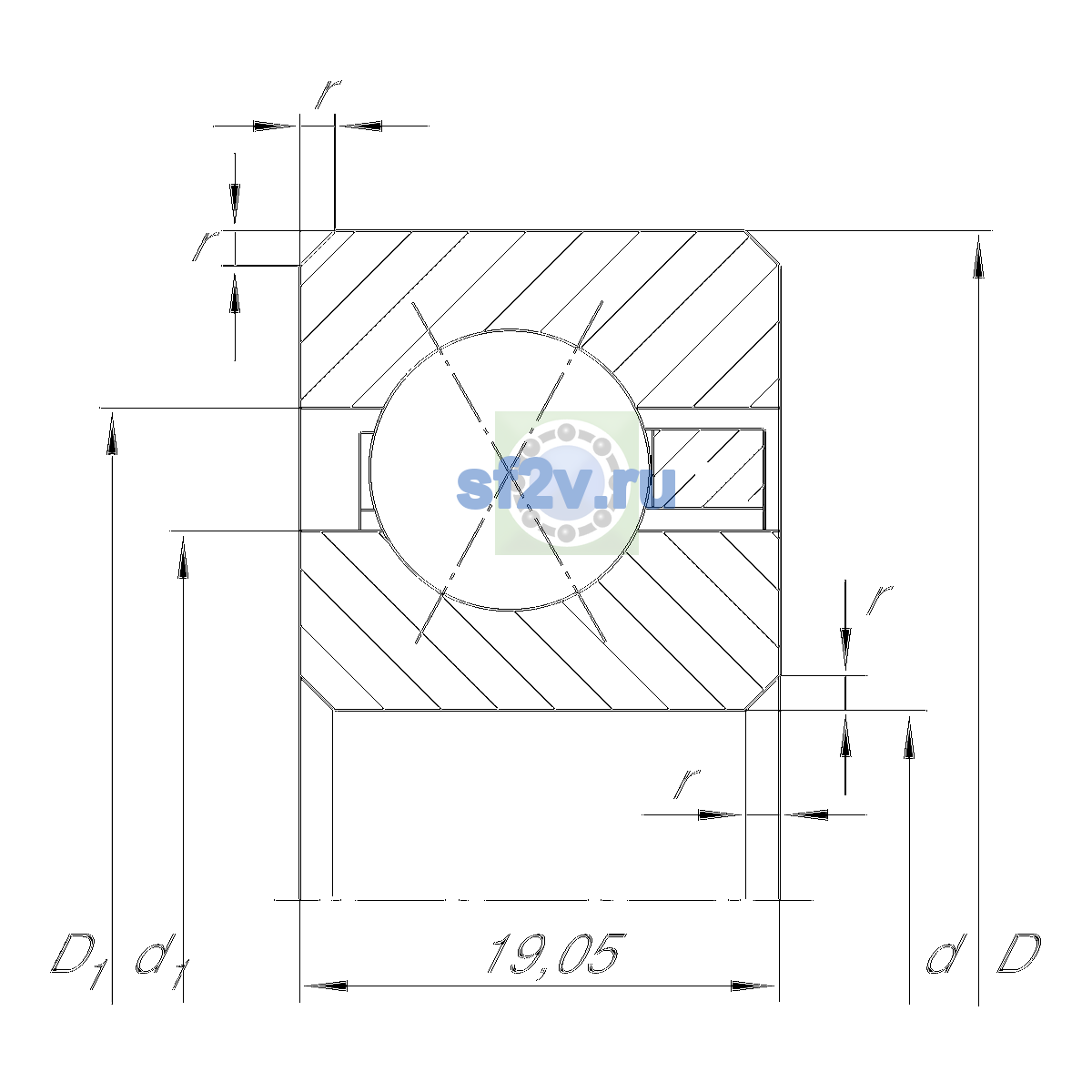 Схема подшипника CSXF075