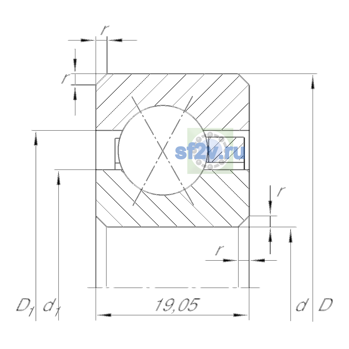 Схема подшипника CSXF090