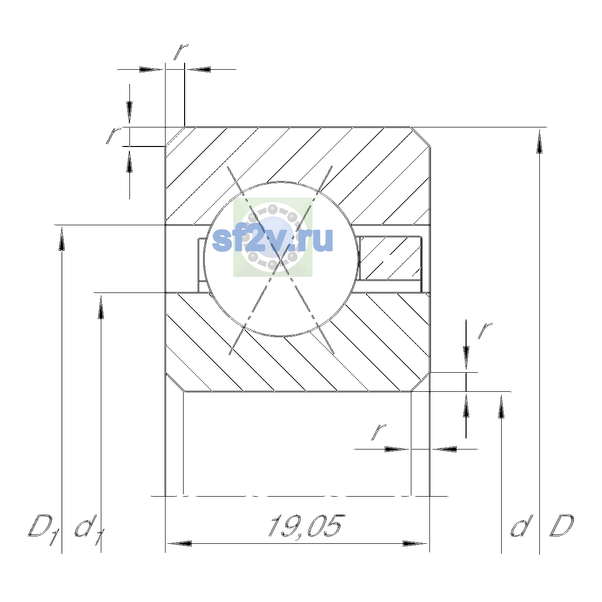 Схема подшипника CSXF140