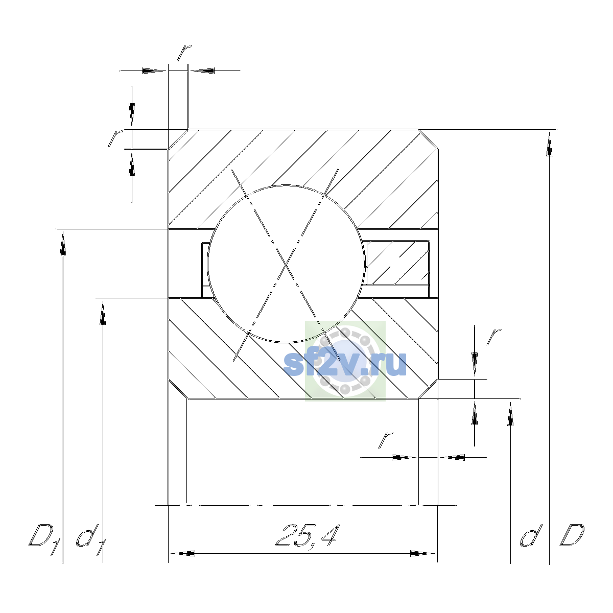 Схема подшипника CSXG060
