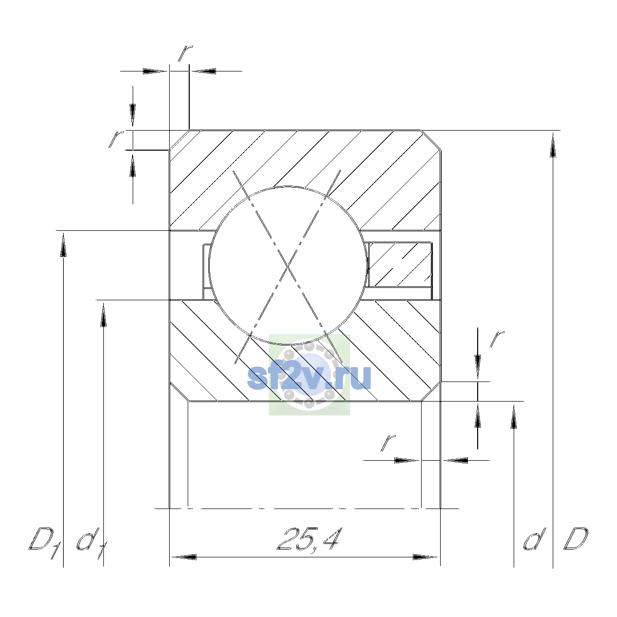 Схема подшипника CSXG075