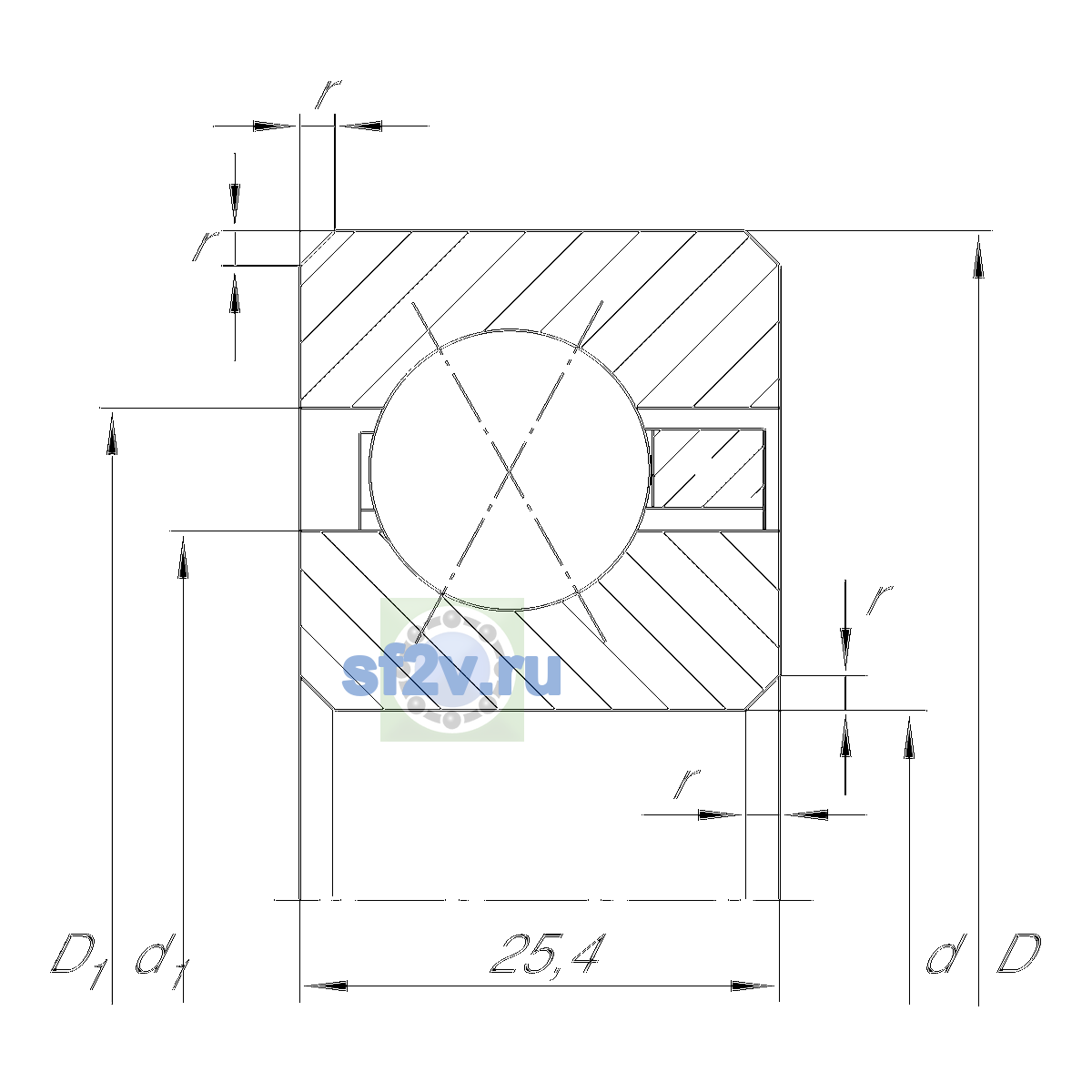 Схема подшипника CSXG080