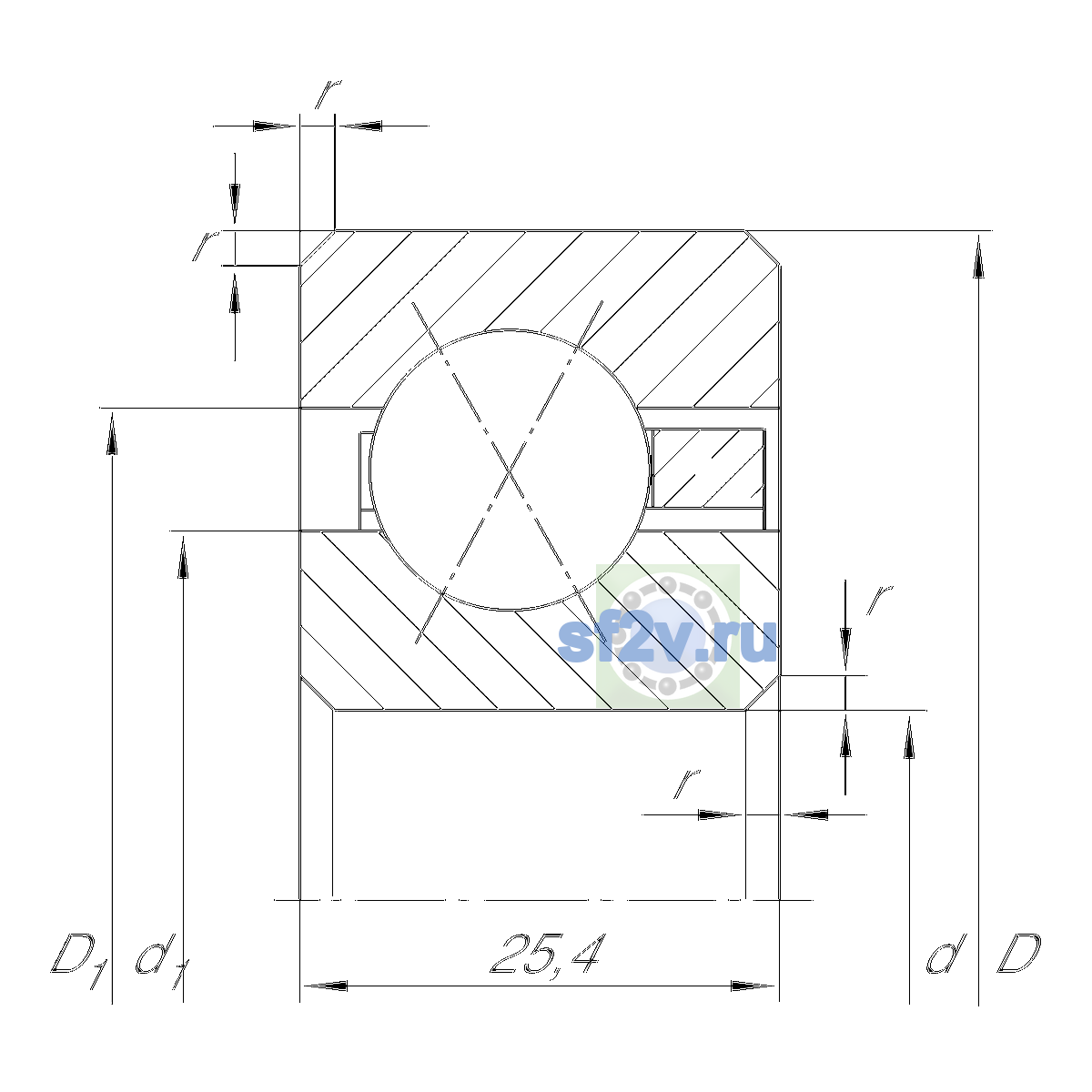 Схема подшипника CSXG180