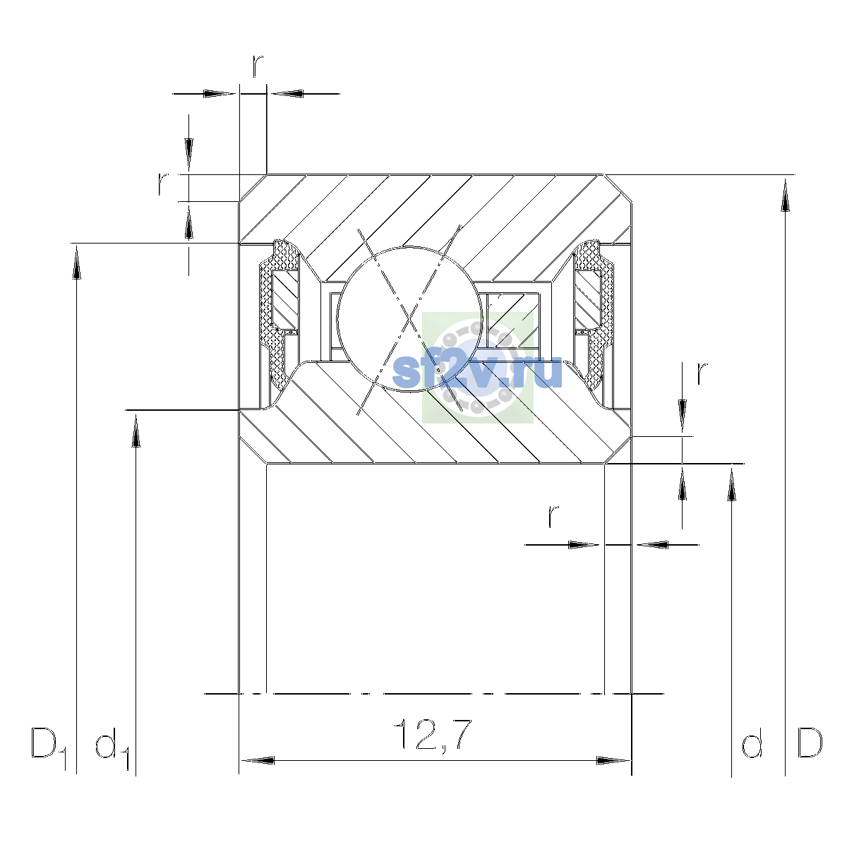 Схема подшипника CSXU040-2RS
