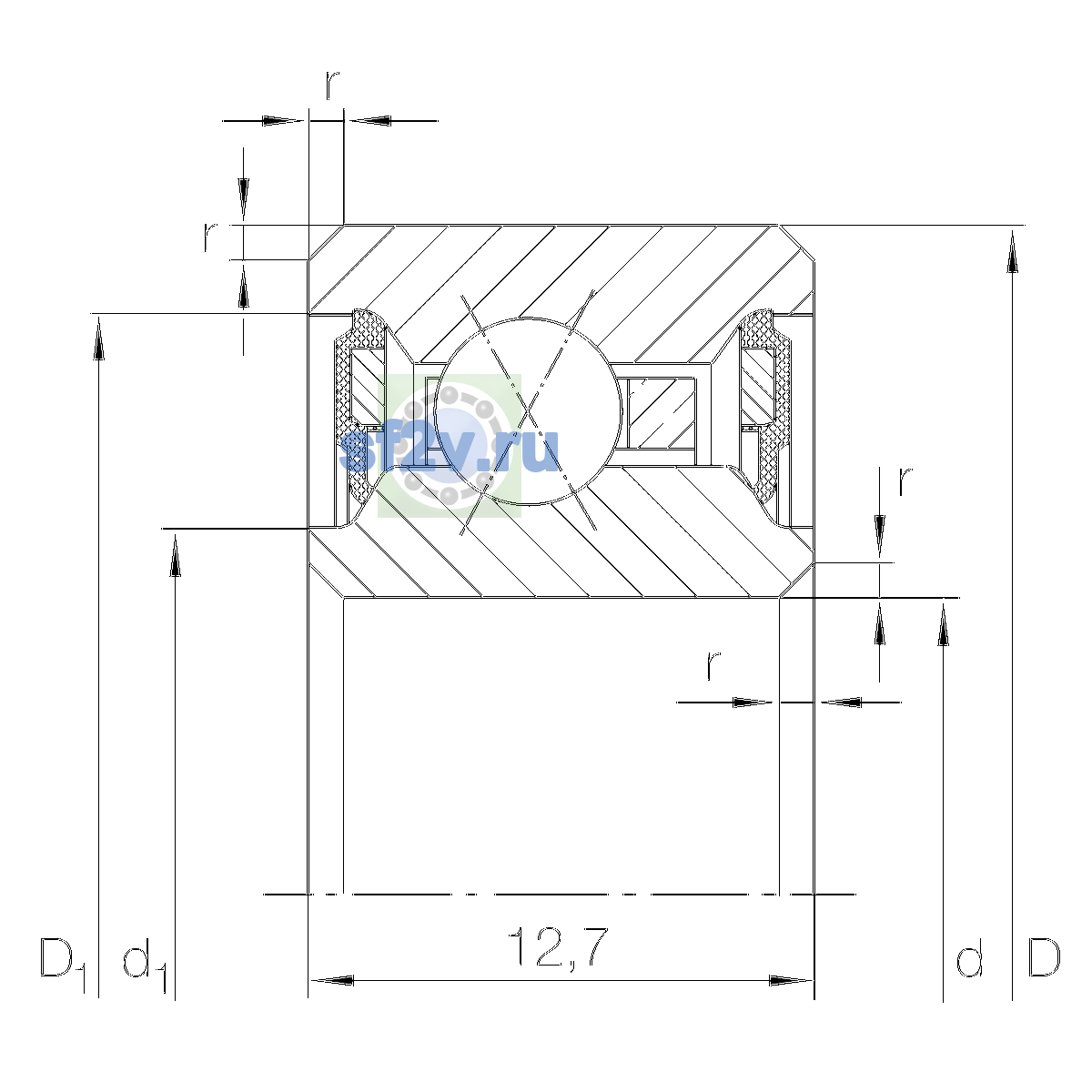 Схема подшипника CSXU045-2RS