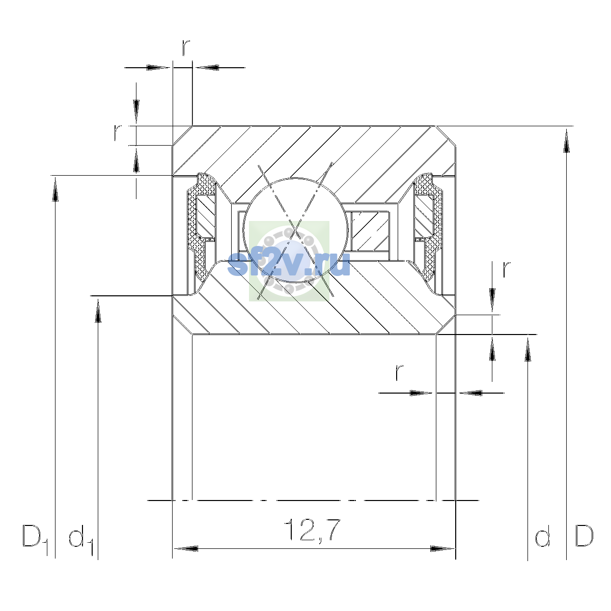 Схема подшипника CSXU050-2RS