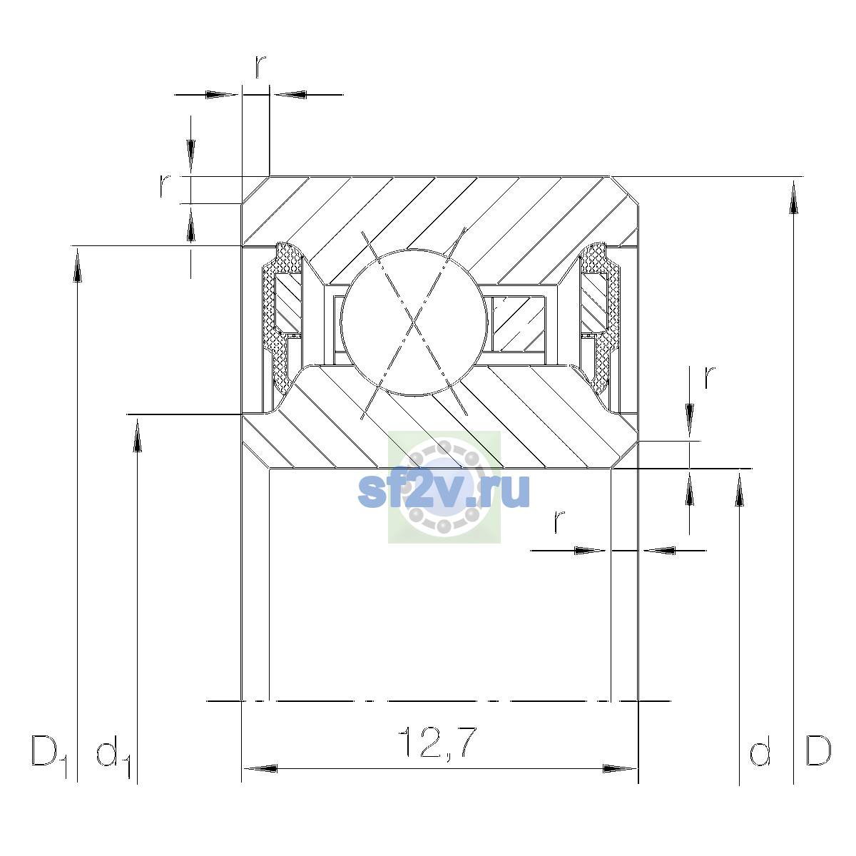 Схема подшипника CSXU055-2RS