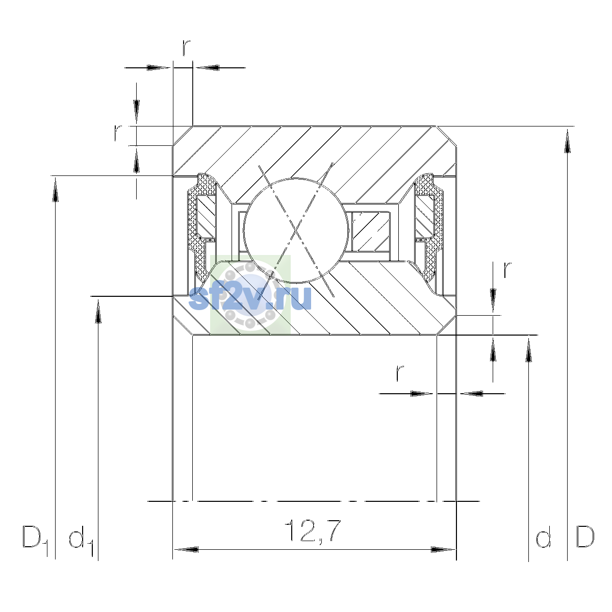 Схема подшипника CSXU060-2RS