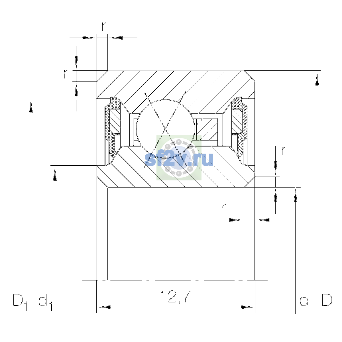 Схема подшипника CSXU070-2RS