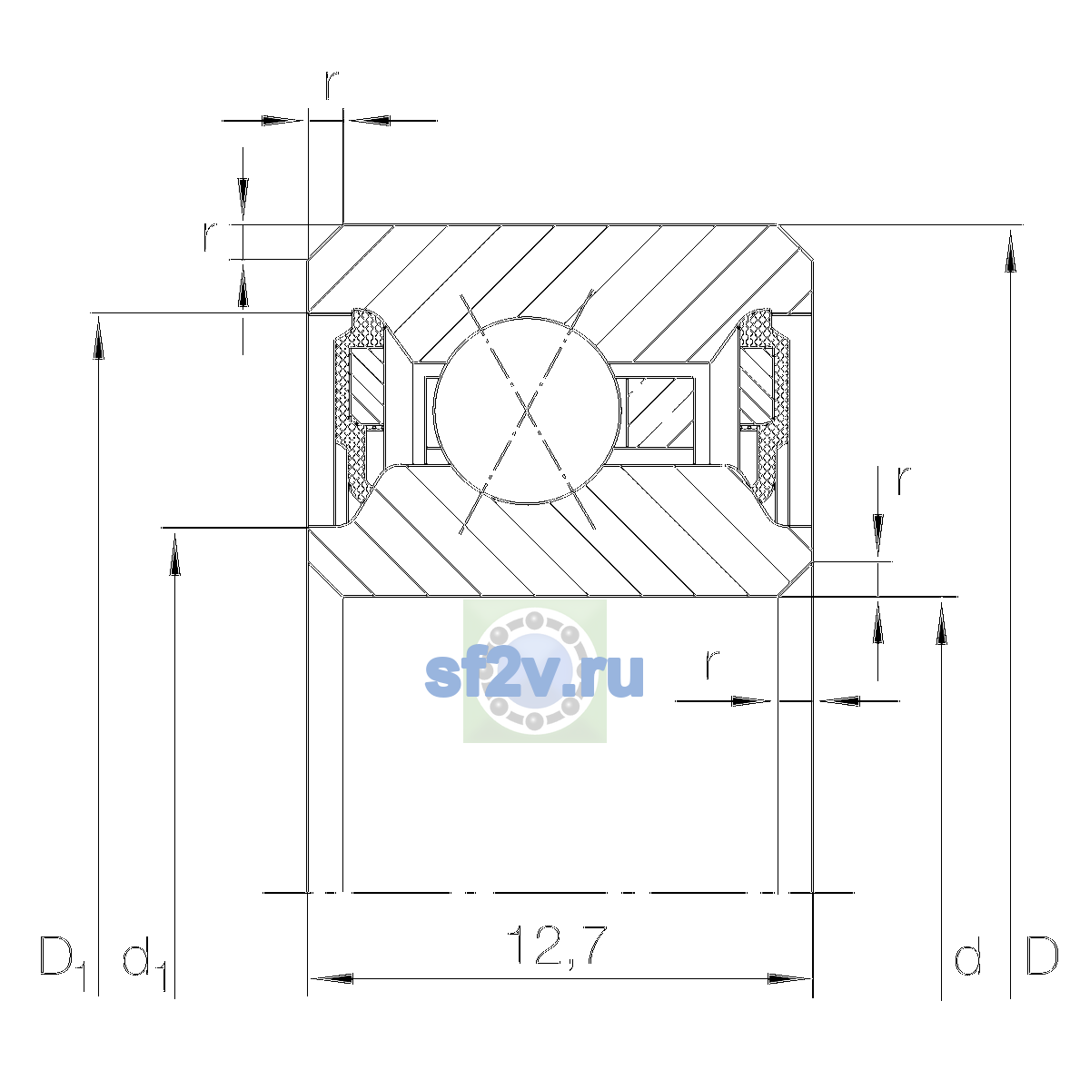 Схема подшипника CSXU075-2RS
