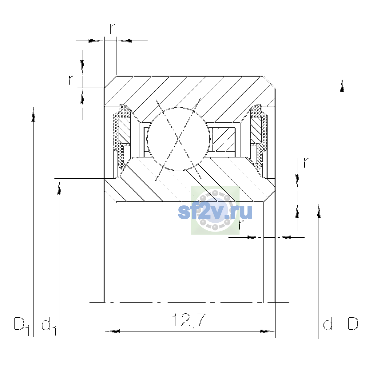 Схема подшипника CSXU080-2RS