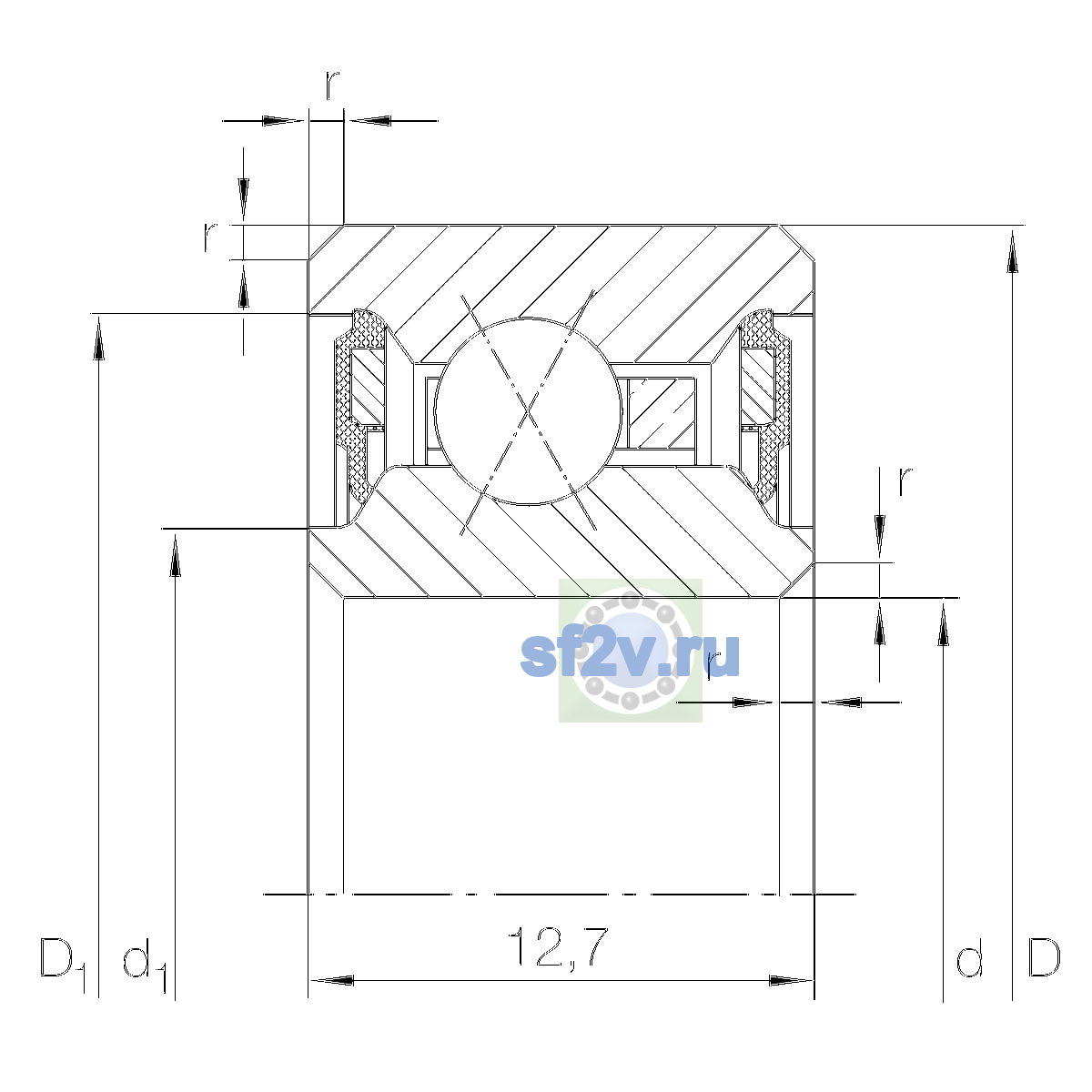 Схема подшипника CSXU100-2RS
