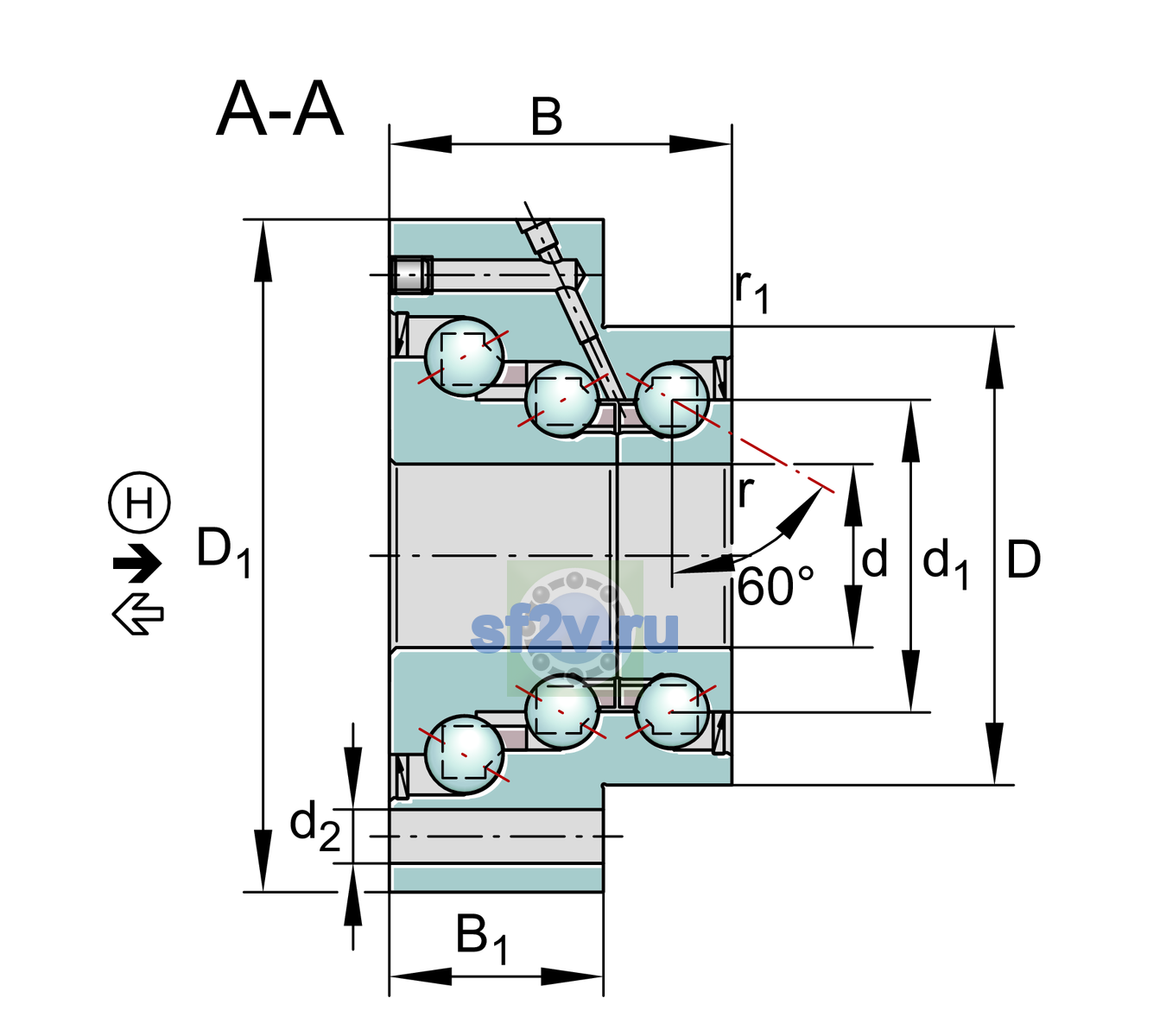 Схема подшипника DKLFA40140-2RS