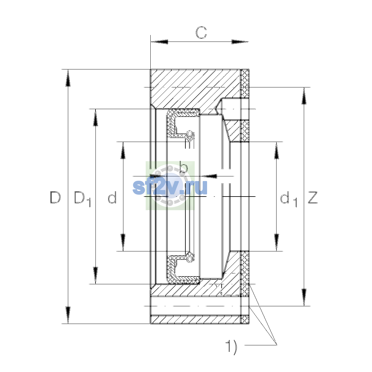 Схема подшипника DRS40100