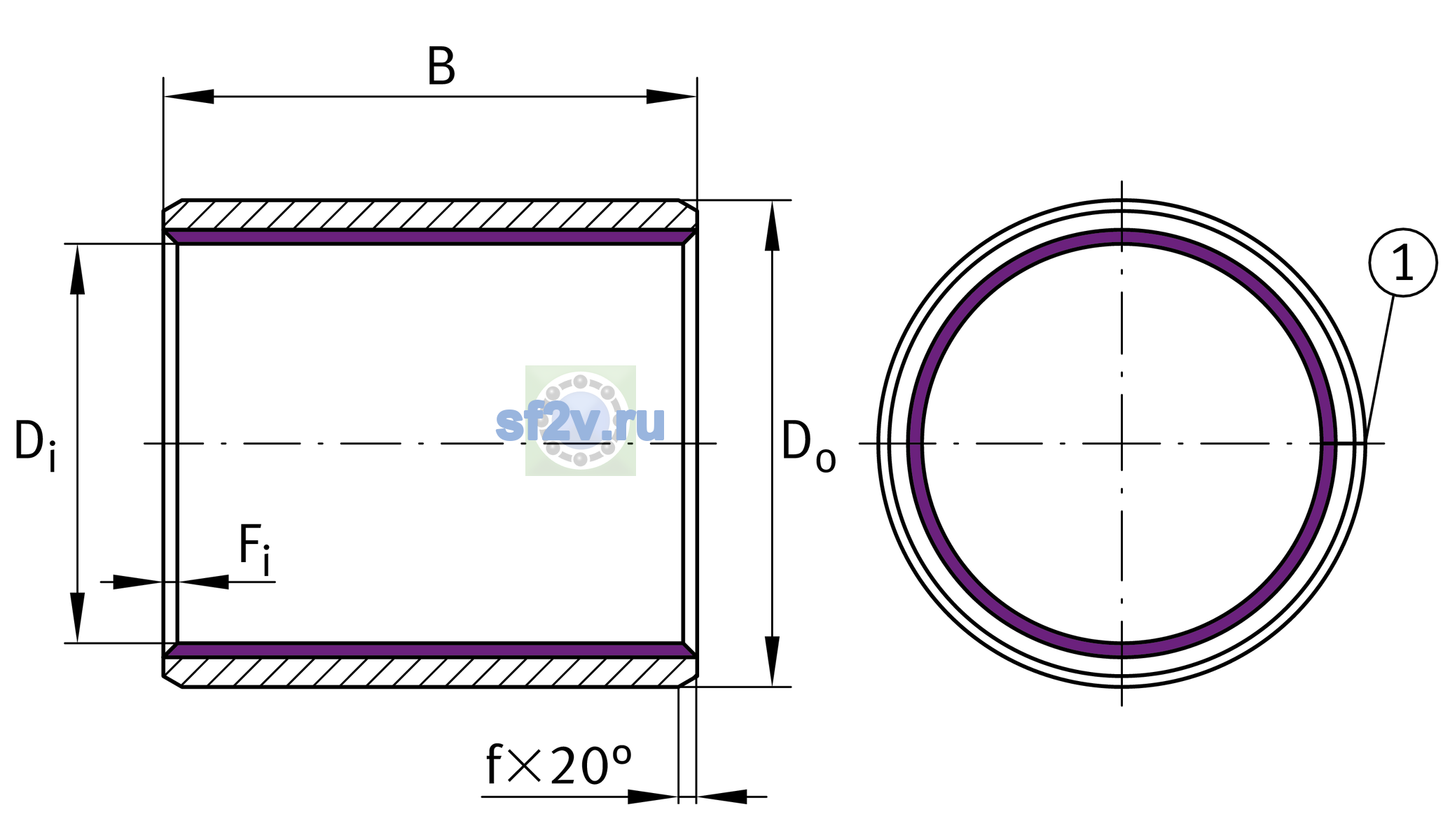 Схема подшипника EGB0505-E40-B