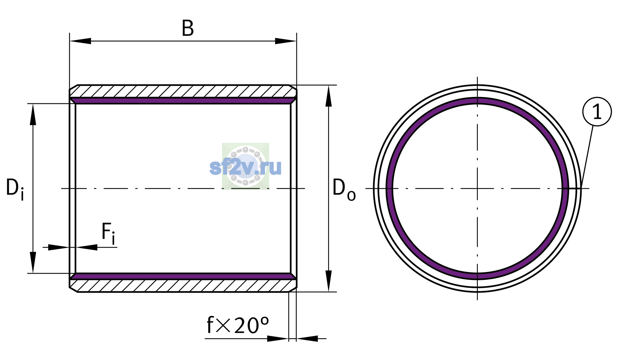 Схема подшипника EGB10060-E40