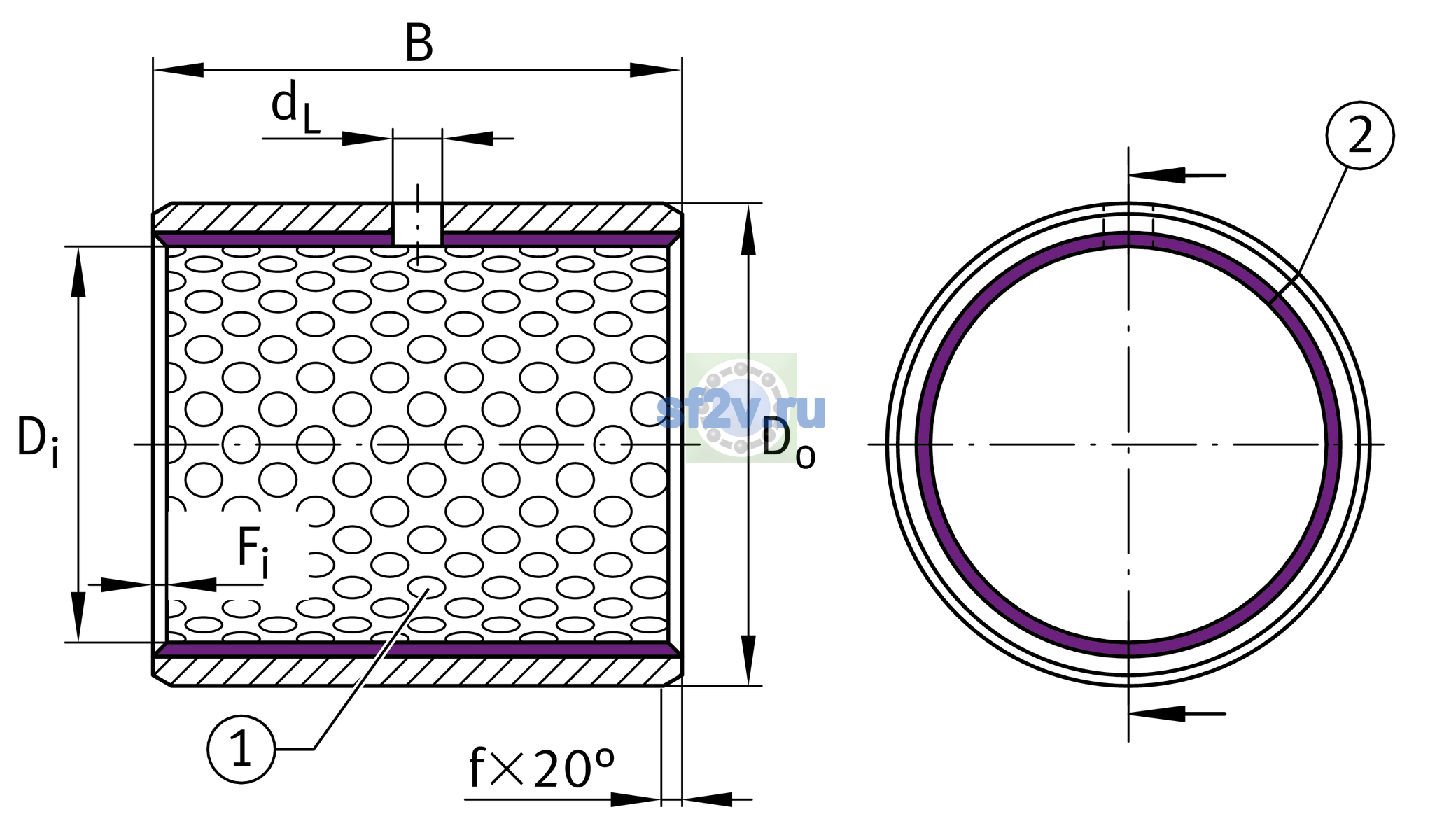 Схема подшипника EGB10060-E50