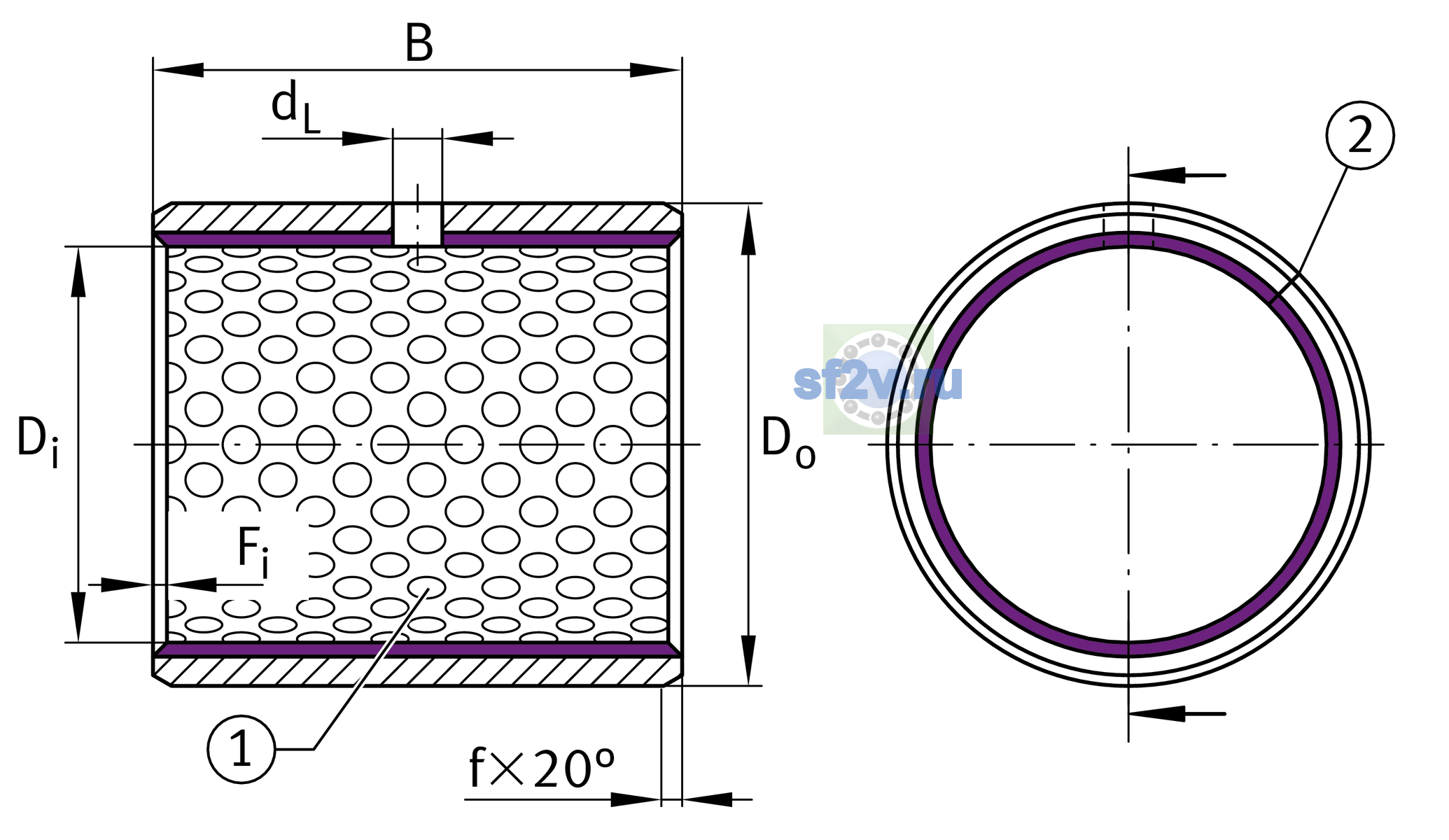 Схема подшипника EGB1010-E50