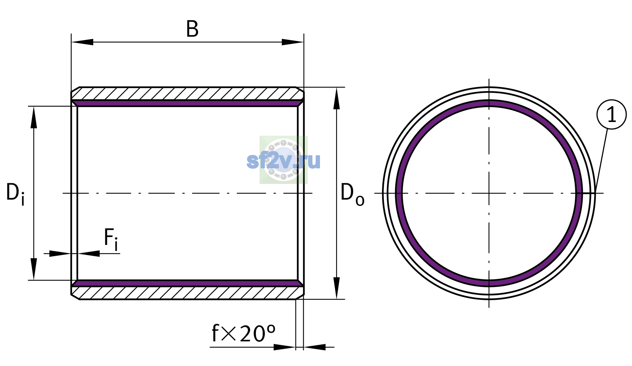 Схема подшипника EGB1015-E40