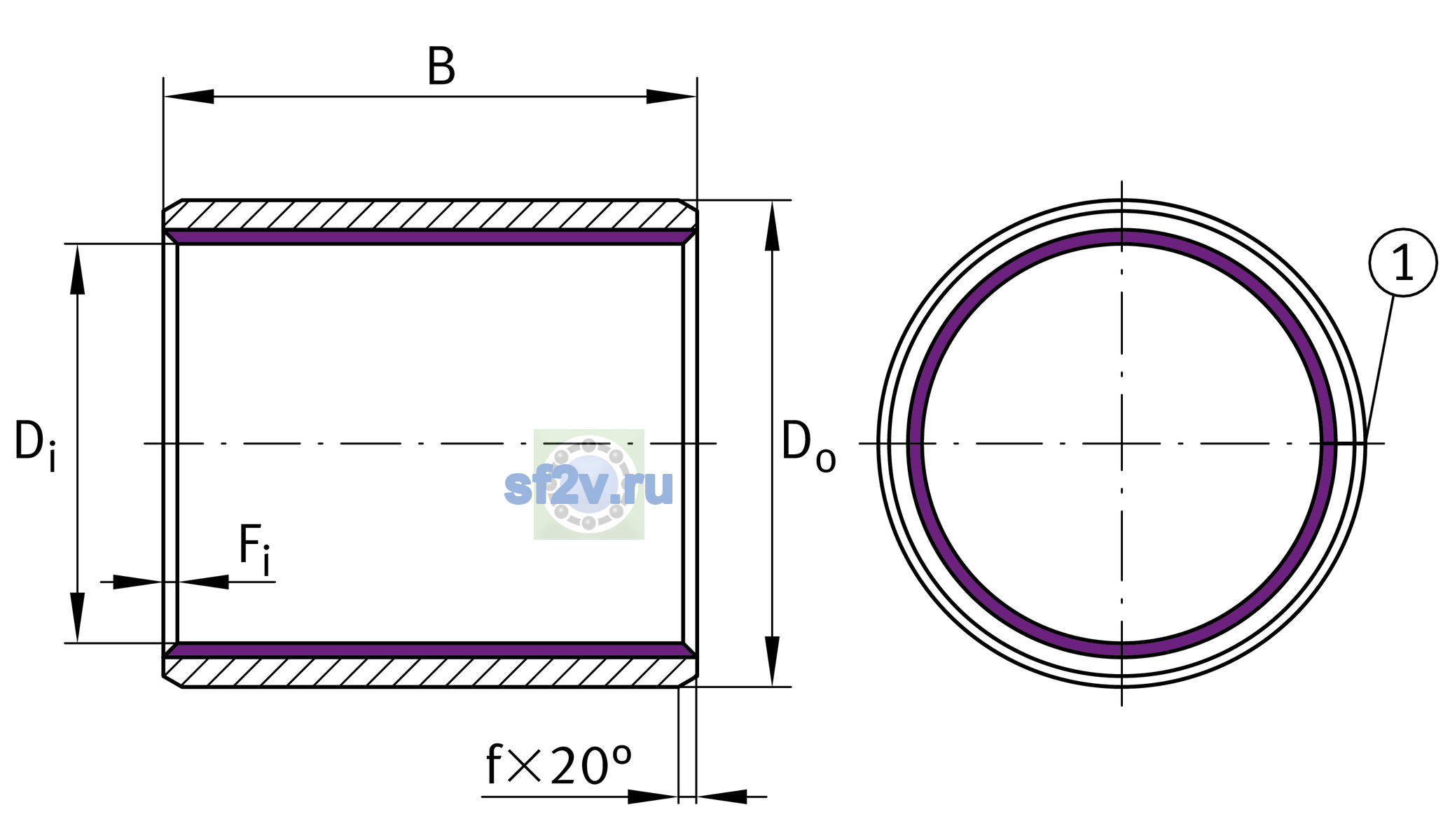 Схема подшипника EGB10560-E40