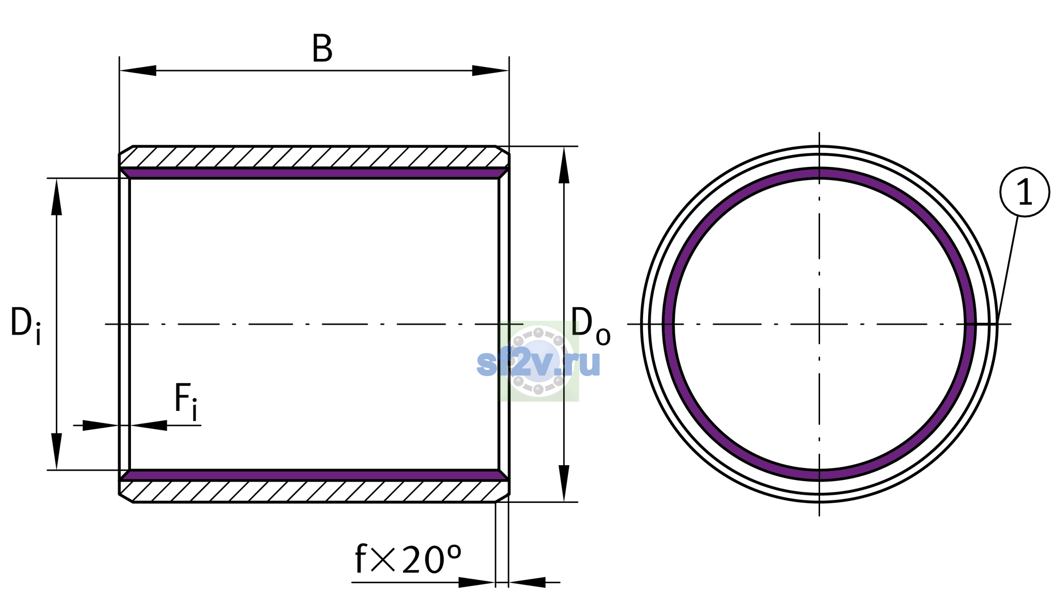 Схема подшипника EGB12060-E40