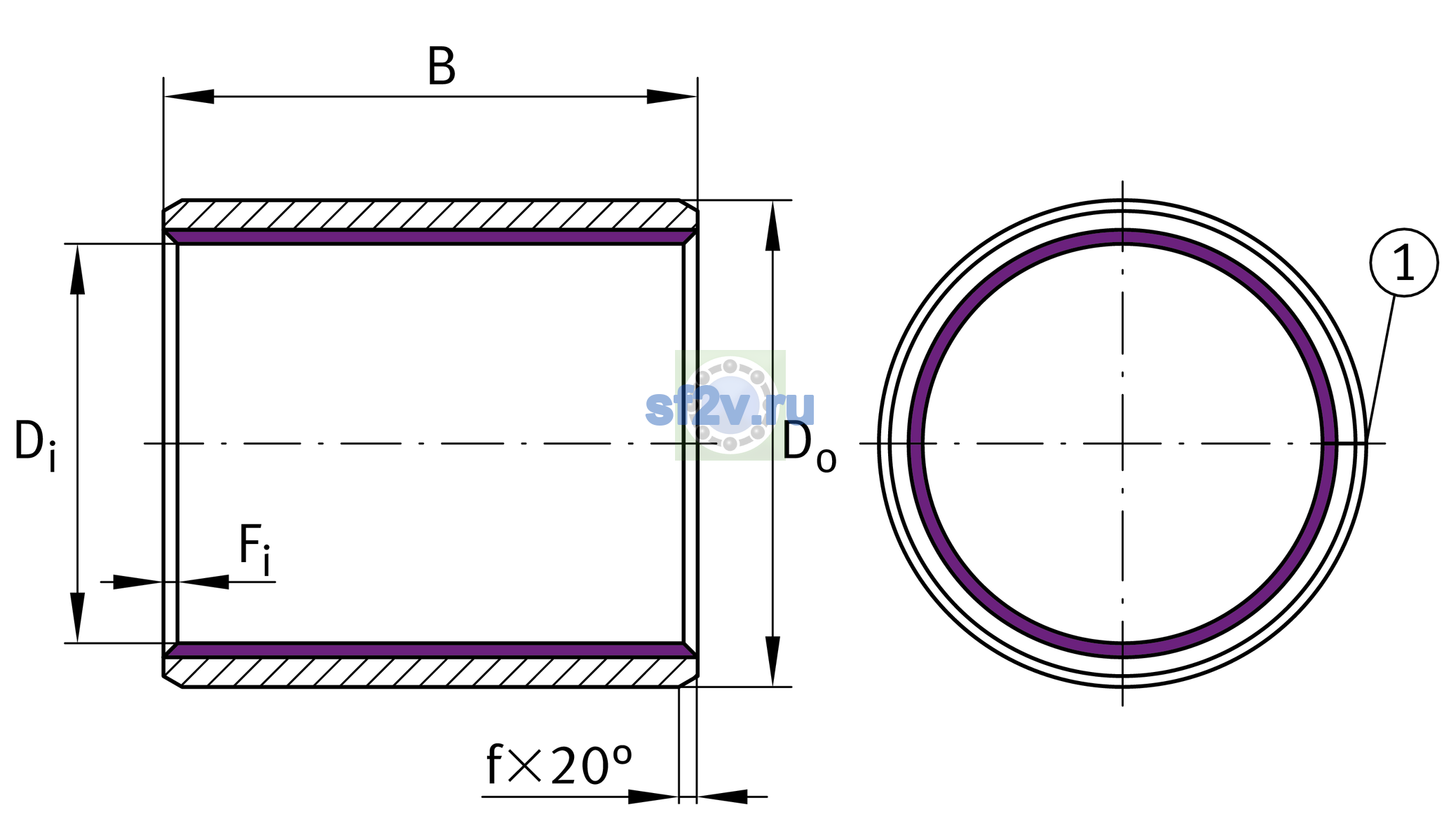 Схема подшипника EGB1210-E40-B