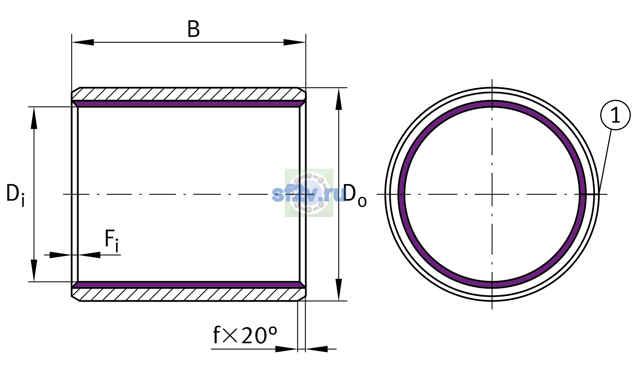 Схема подшипника EGB1212-E40