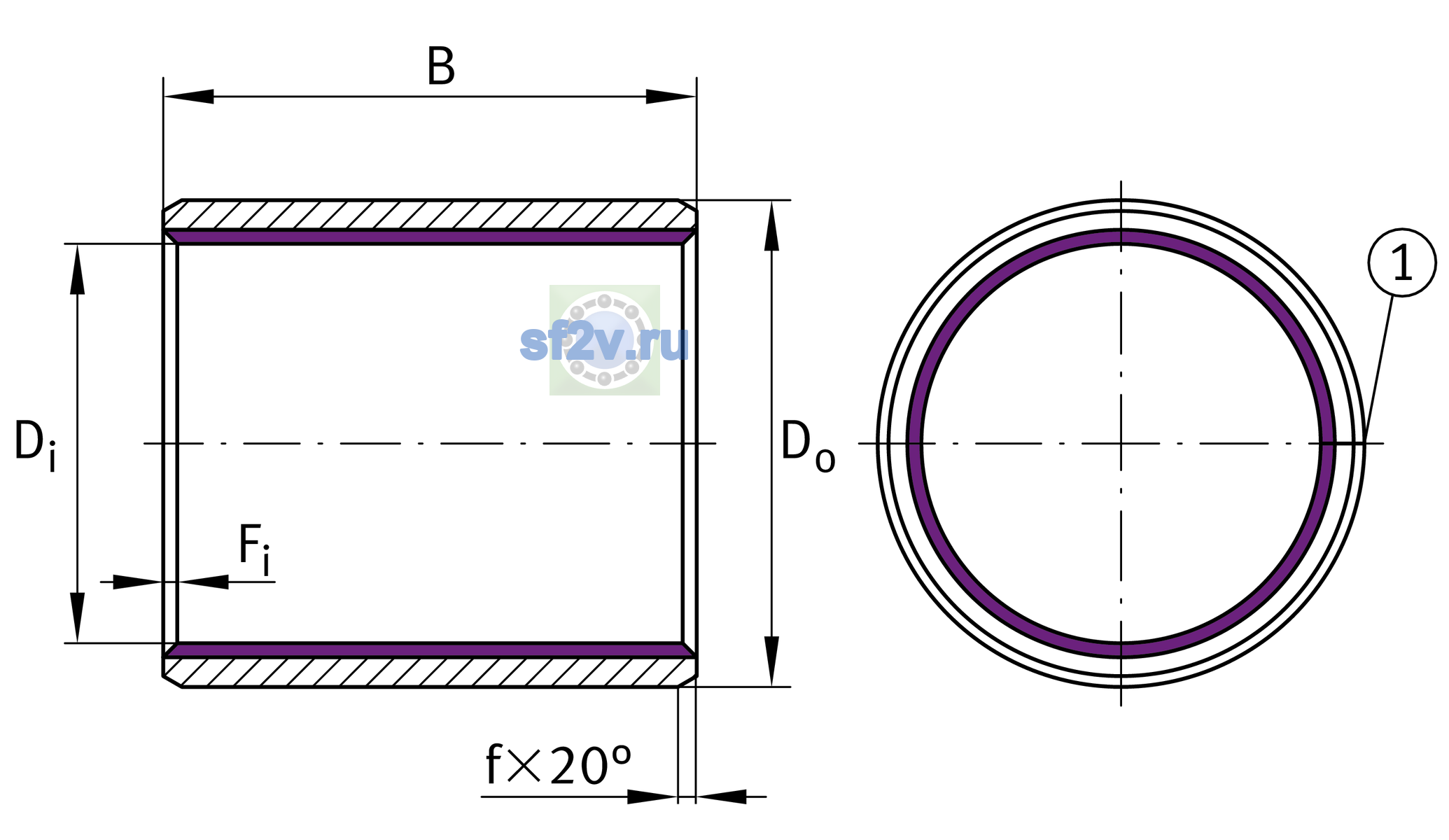 Схема подшипника EGB1212-E40-B