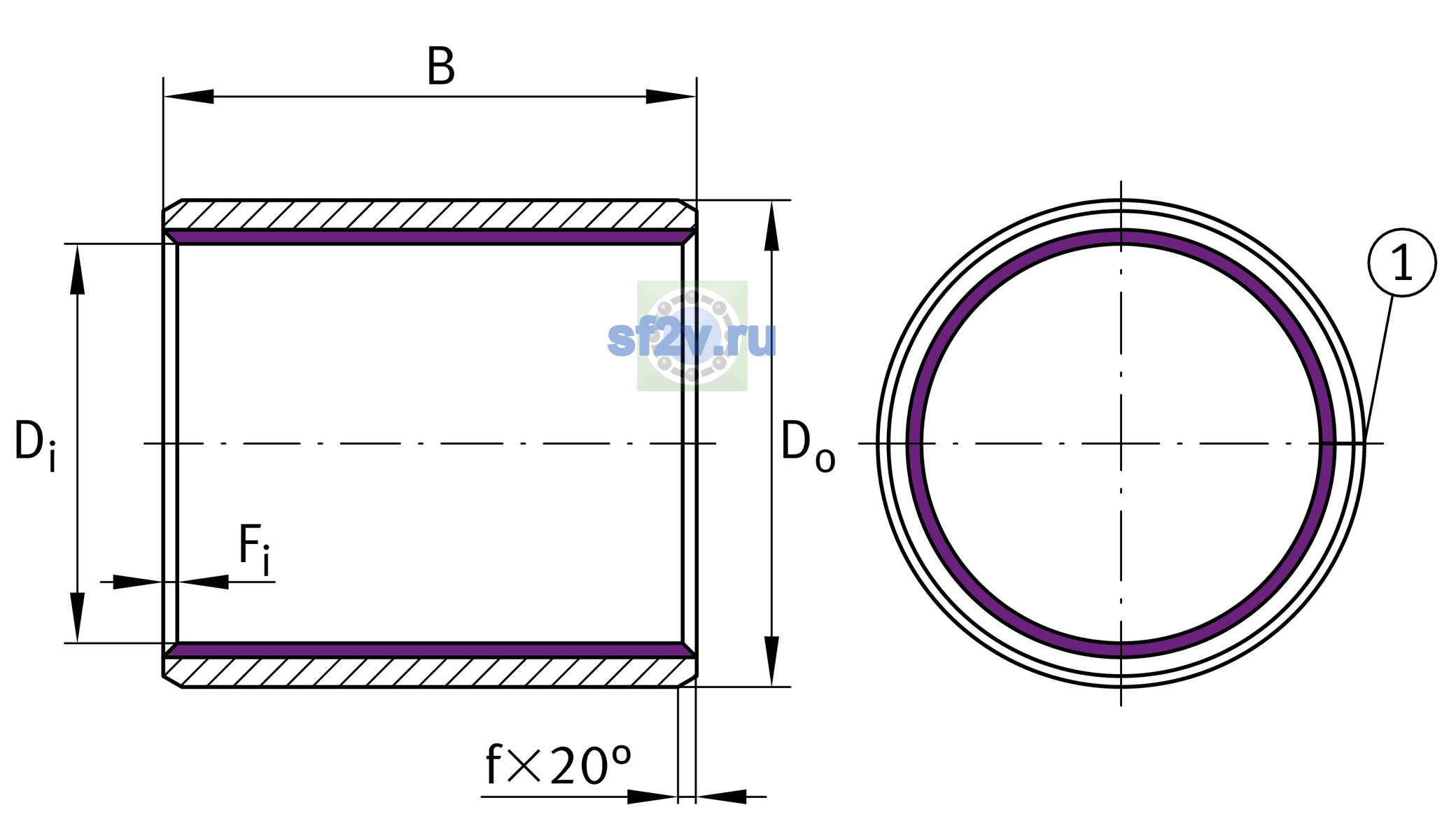 Схема подшипника EGB1215-E40-B