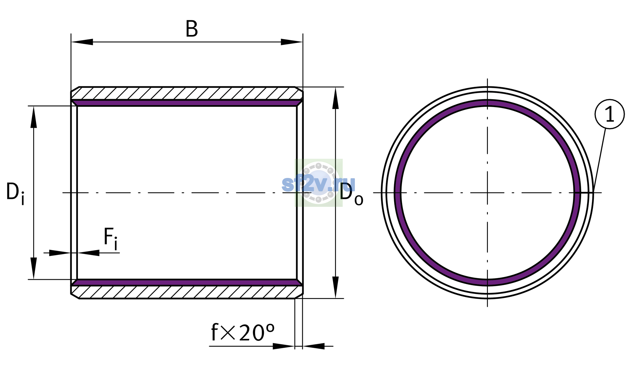 Схема подшипника EGB1310-E40