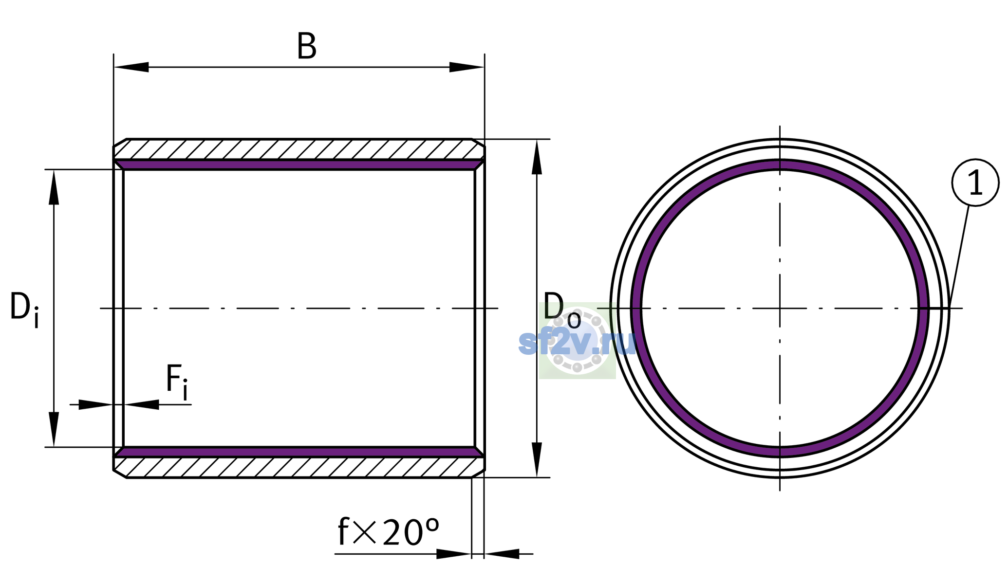 Схема подшипника EGB1420-E40